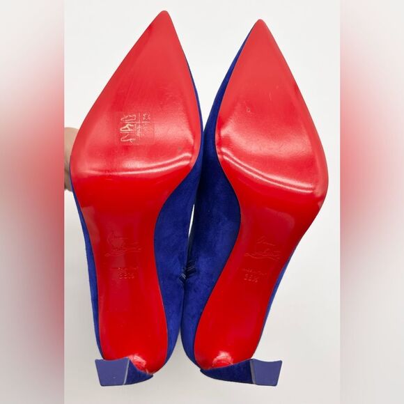 Christian Louboutin Condora Suede Blue 85 mm Stiletto Ankle Booties EU38.5 US8.5 - Picture 8 of 15